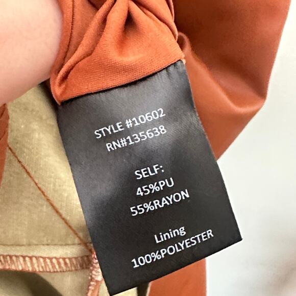 HUTCH Zaya Faux Leather Corset Midi Dress Cognac Brown Sz 4 {3E3} - Picture 6 of 6